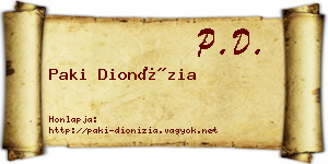 Paki Dionízia névjegykártya
